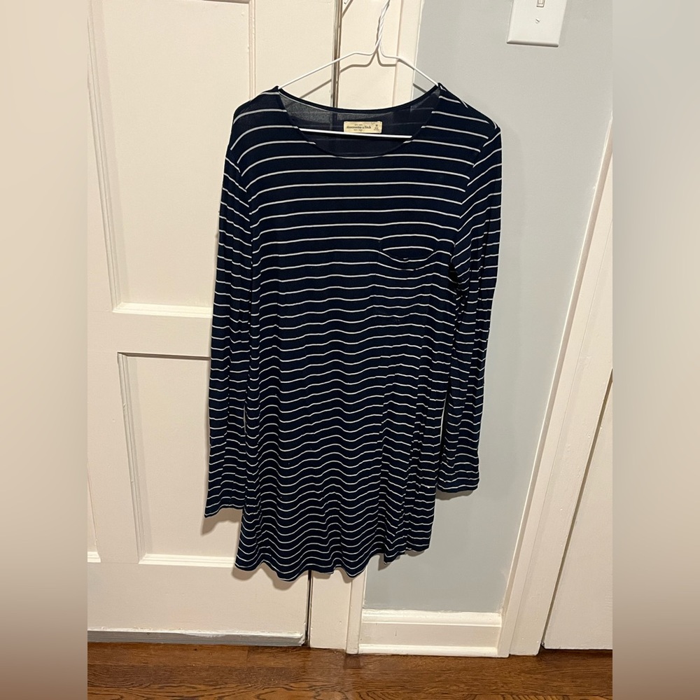 abercrombie fitch blue striped slip dress medium